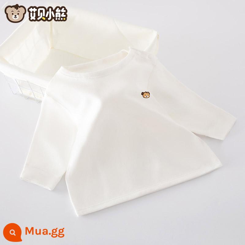 Quần áo mùa thu cho bé sơ sinh đứng tất cả cotton nguyên chất loại A mỏng mùa xuân và mùa thu quần vệ sinh trẻ em không xương một mảnh quần lót - Khóa vai (màu trắng)