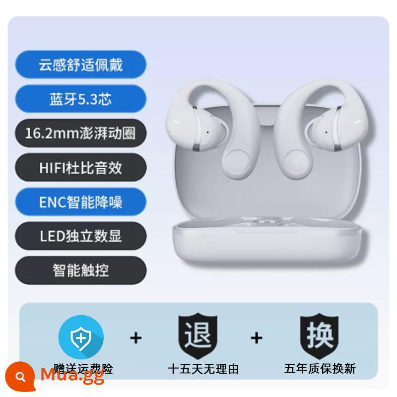 Tai nghe bluetooth hai tai không dây không có trong tai dẫn truyền xương không khí thể thao cao cấp thời lượng pin siêu dài apple android phổ thông - Màu trắng cổ điển [In-ear+Cảm ứng thông minh+Ngăn sạc]