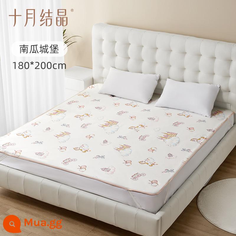 Tấm lót tã cho bé pha lê tháng 10, miếng lót kinh nguyệt dành cho người lớn dành cho người lớn, nệm kinh nguyệt, cotton nguyên chất có thể giặt được, kích thước lớn - Lâu đài bí ngô lớn 180*200cm