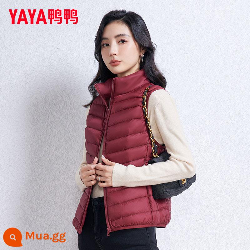 Vịt Xuống Áo Vest Nữ Mỏng Ngắn Cổ Áo Đứng Mùa Đông 2023 Mới Phong Cách Hot Di Động Phong Cách Hàn Quốc Thời Trang - rượu vang đỏ