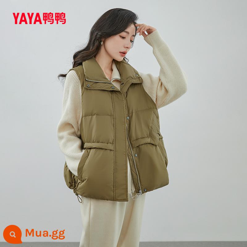 Vịt Xuống Áo Vest Nữ Mùa Thu Đông 2023 Mới Phong Cách Hot Ngắn Cổ Áo Đứng Đa Năng Thoải Mái Ấm Top J - Xanh quân đội 1