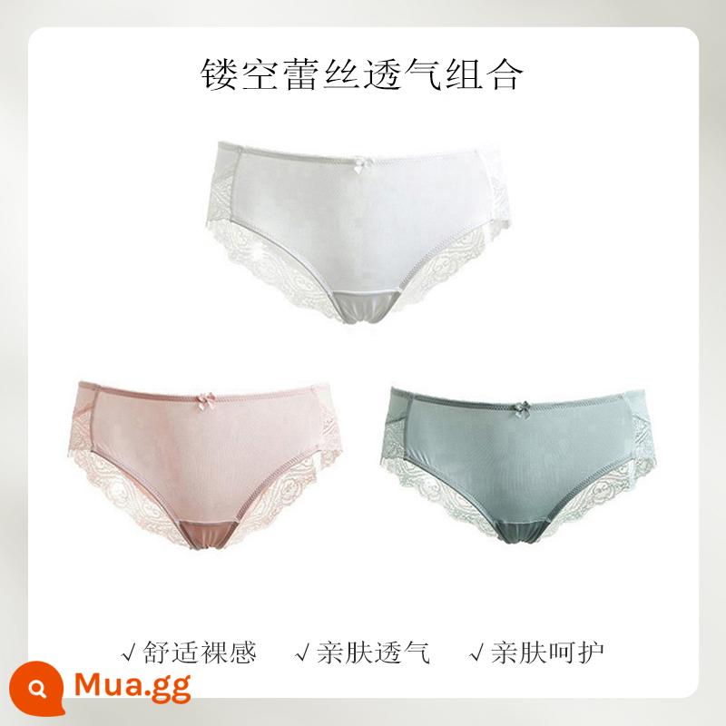 Gorell 3 Gói Quần Lót Liền Mạch Phối Ren Nữ Mềm Mại Thoải Mái Thân Thiện Với Làn Da Cotton Nguyên Chất Đáy Quần Boxer An Toàn 19040BM - Nhiều màu 5