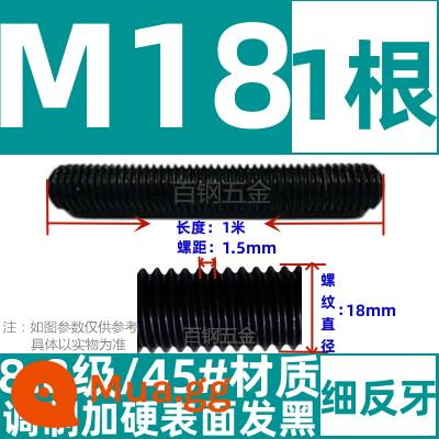 Thanh vít cường độ cao 8,8/10,9/12,9 thanh ren đầy đủ lớp ren vít đầy ren M6M8M10-M64 - Ren ngược mỏng M18*1.5 ren*1 mét