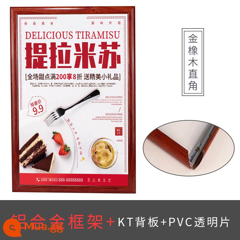 Khung áp phích hợp kim nhôm mở khung treo tường a4 khung ảnh có thể thay thế khung ảnh khung giấy chứng nhận đóng khung khung quảng cáo thang máy - Khung góc vuông gỗ sồi vàng 2,5cm