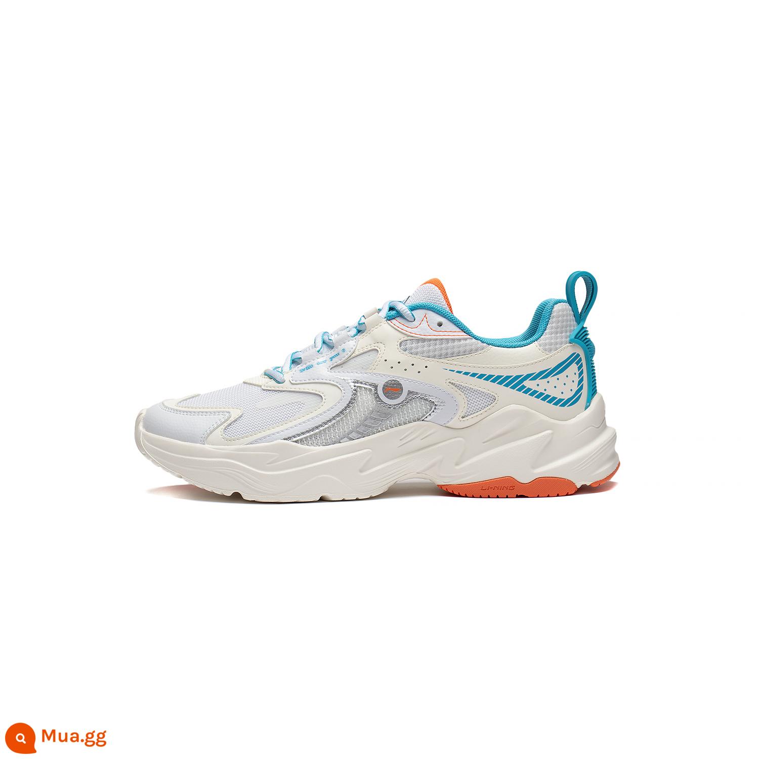 Giày chạy bộ Li Ning dành cho nam giày cha sao băng giày chạy bộ phong cách cổ điển giày thường giày thể thao đế mềm màu trắng hấp thụ sốc cho nam mẫu - Màu trắng sữa/trắng tiêu chuẩn/xanh biển