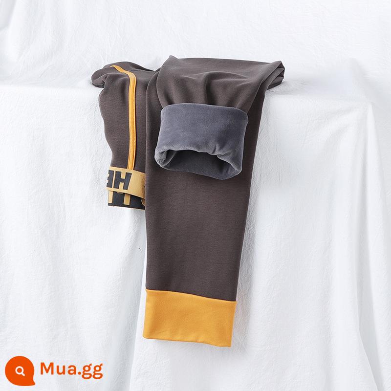 Quần vệ sinh nam Nanjiren Quần cotton nam Mùa đông sang trọng Quần dày ấm Thanh niên Quần vệ sinh đáy bông nguyên chất Quần len - D58 Plus Velvet Style_Xám đậm [Gói đơn]