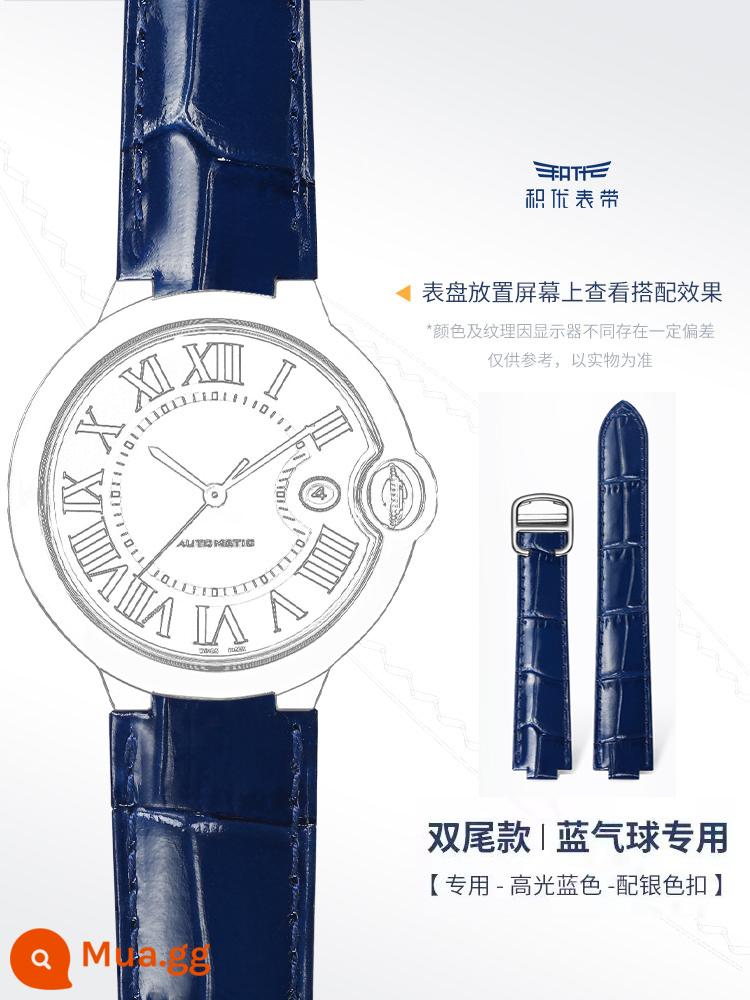 Jiyou Dây Đồng Hồ Cartier Dây Da Nam Dây Da Đồng Hồ Nữ Mẫu Thích Hợp Cho Xe Tăng Cartier Blue Balloon Phụ Kiện - Khóa gập màu bạc sapphire