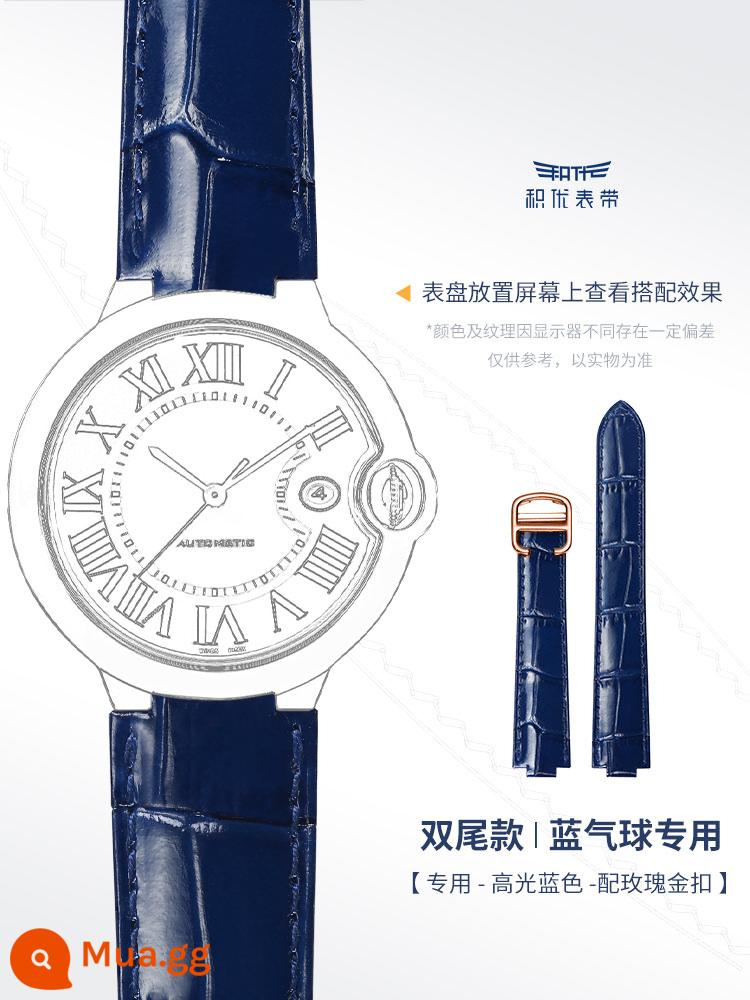 Jiyou Dây Đồng Hồ Cartier Dây Da Nam Dây Da Đồng Hồ Nữ Mẫu Thích Hợp Cho Xe Tăng Cartier Blue Balloon Phụ Kiện - Khóa gấp màu xanh hồng sapphire