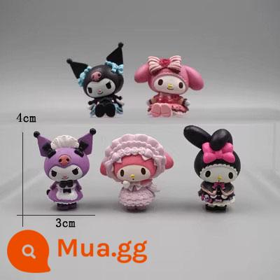 Kulomi Trang Trí Bánh Trang Trí Sanrio Retro Trang Trí Bánh Bột Đen Nơ Chiếu Sáng Trang Trí Bánh Sinh Nhật - Bộ 5 đồ trang trí bằng nhựa PVC