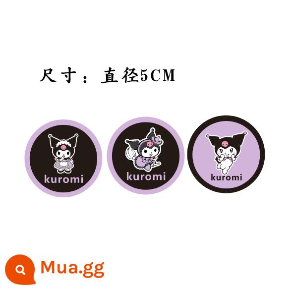 Kulomi Trang Trí Bánh Trang Trí Sanrio Retro Trang Trí Bánh Bột Đen Nơ Chiếu Sáng Trang Trí Bánh Sinh Nhật - Miếng dán hình tròn Kuromi 6 miếng