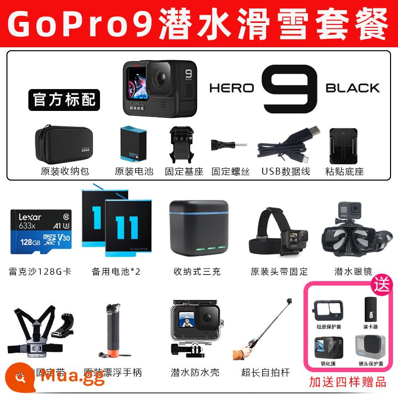 Camera thể thao GoPro HERO10/11/9 Luya cưỡi ngựa ngoài trời camera đi câu cá chuyên nghiệp dog 9 - Gói lặn và trượt tuyết GoPro9 của Ngân hàng Trung Quốc