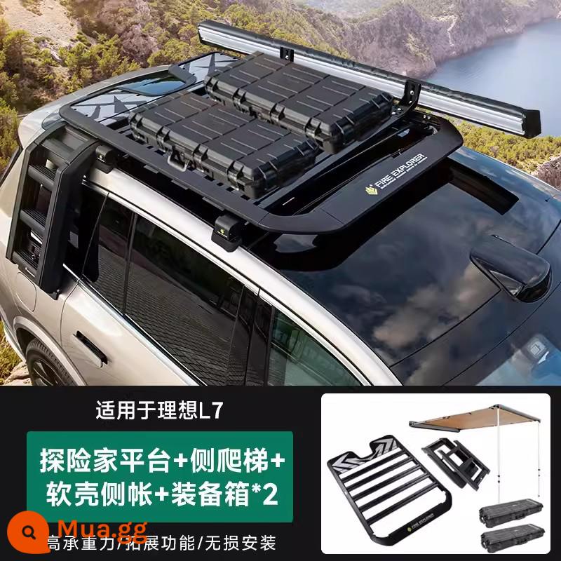 Lý Tưởng L7/L8/L9ONE Explorer Mái Nền Tảng Để Hành Lý Mở Rộng Đa Chức Năng Tán Bên Lều Sửa Đổi Phần - L7 lý tưởng [sàn mái + thang gấp + lều bên hông mềm + 2 vali]