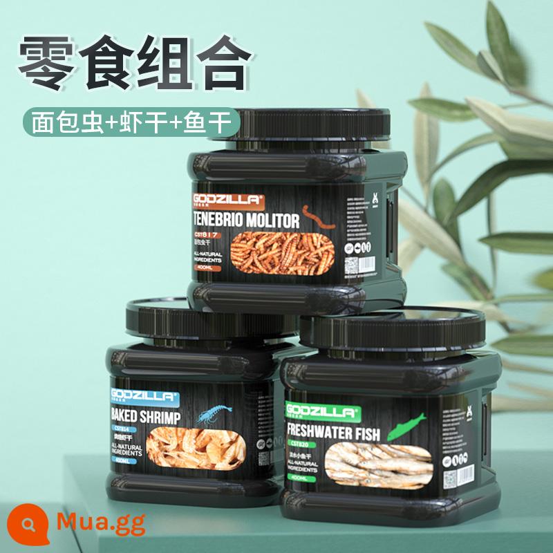 Pet Shangtian Turtle Grain Tôm khô Nước ngọt Cá khô Thức ăn cho rùa khô Rùa Brazil Tortoise Giun bánh mì Đồ ăn nhẹ cho rùa khô - [Tiết kiệm 5 Nhân dân tệ] Combo 3 lon đồ ăn nhẹ + nhíp miễn phí