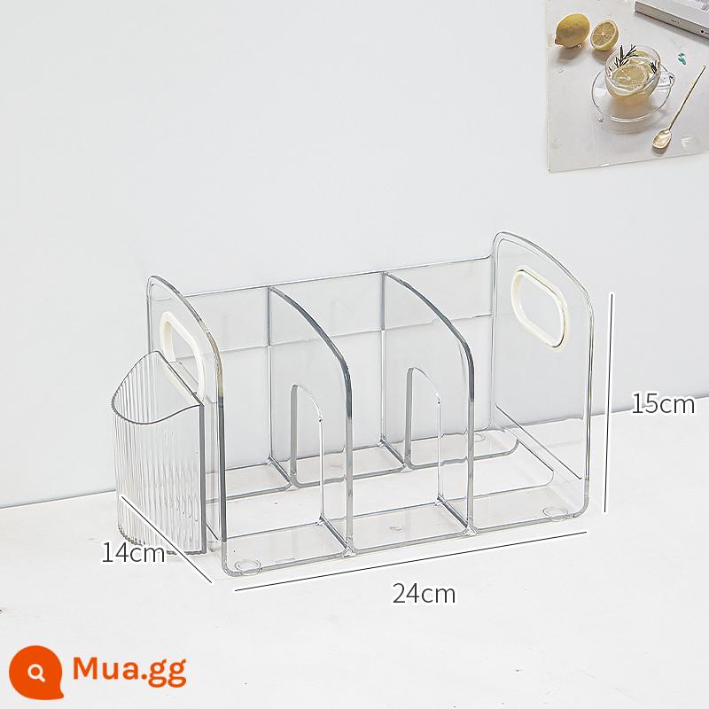 Máy Tính Để Bàn Giá Để Sách Để Bàn Acrylic Trong Suốt Hộp Bảo Quản Bút Giá Sách Văn Phòng Tài Liệu Sách Học Sinh Có Giá Để Đồ - Giá sách trong suốt nhỏ + hộp đựng bút