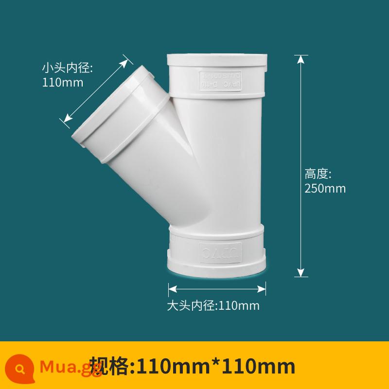 Ống thoát nước ba chiều PVC xiên 45 độ đường kính bằng nhau phụ kiện ống xả đường kính khác nhau 50 75 110 160 200 250 - 110*110mm