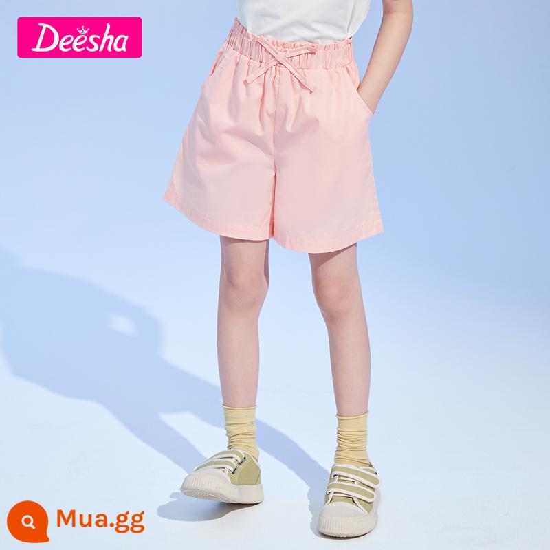 Disa Quần Áo Trẻ Em Quần Short Bé Gái Lớn Trẻ Em Cotton Thun Cho Bé Quần Thể Thao Bé Gái Trẻ Em Quần Denim - bột đào