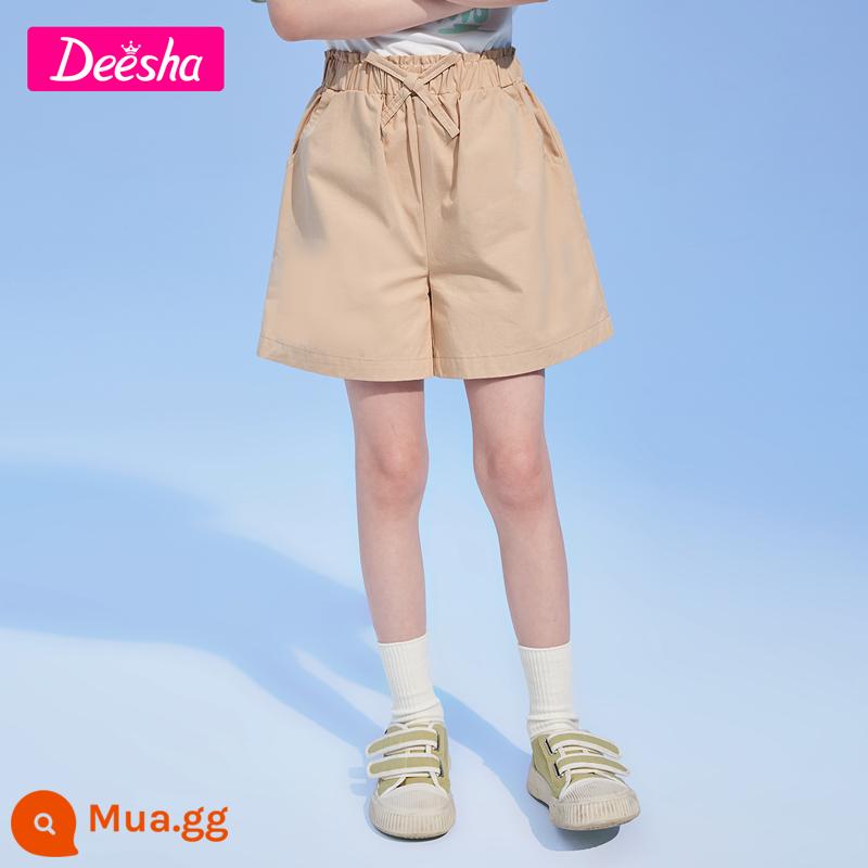 Disa Quần Áo Trẻ Em Quần Short Bé Gái Lớn Trẻ Em Cotton Thun Cho Bé Quần Thể Thao Bé Gái Trẻ Em Quần Denim - Kaki nhẹ