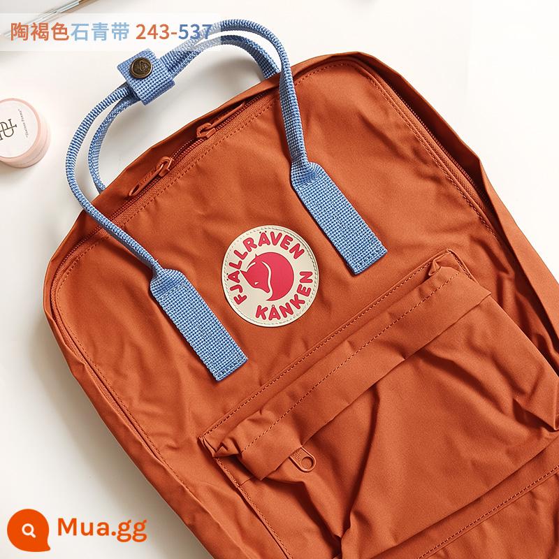 Ba lô kanken chính hãng cáo bắc cực / fjallraven Thụy Điển ba lô đi học cổ điển mini nam nữ - Dải Azurite màu nâu gốm 243-537