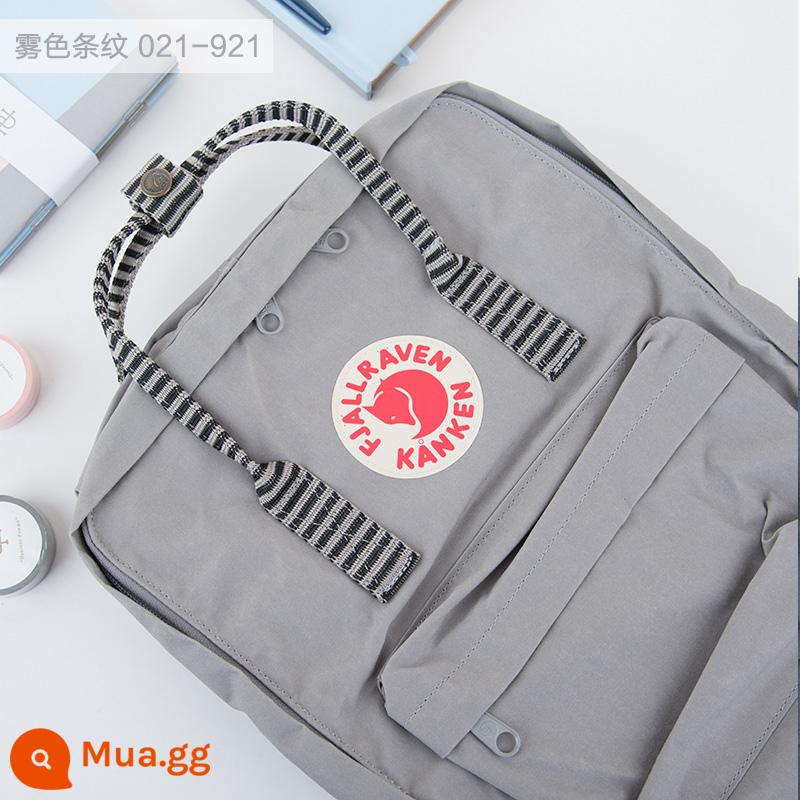 Ba lô kanken chính hãng cáo bắc cực / fjallraven Thụy Điển ba lô đi học cổ điển mini nam nữ - Sọc xám sương 021-921