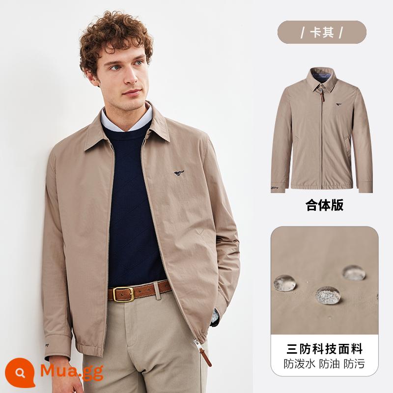 Seven Wolf Lapel Coach Jacket Men 2022 Autumn New Business Giải trí màu rắn Thin Anti -jackets - Áo khoác huấn luyện viên 701(kaki)-1558