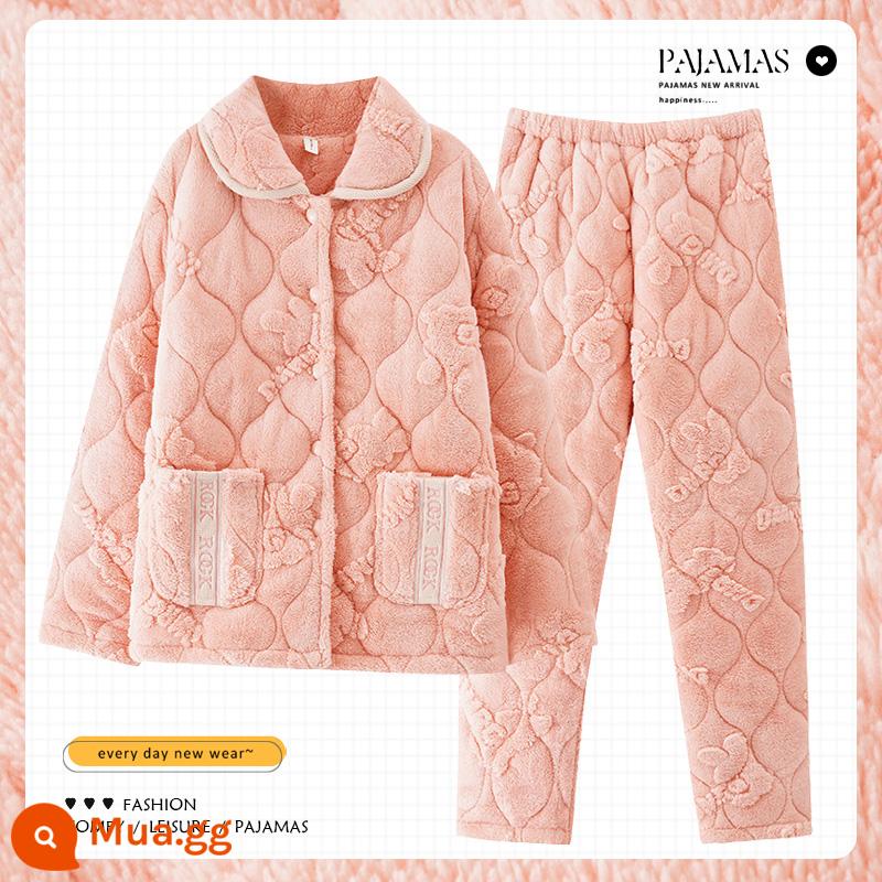 Nam Cực Người Mùa Đông Dày Nhung San Hô Shop Bộ Đồ Ngủ Cotton Nữ Size Lớn Mùa Đông Plus Nhung Mẹ Ở Nhà Quần Áo Cho Nữ - XPW-518