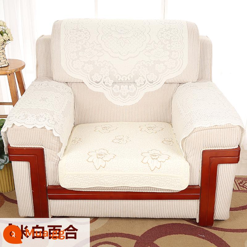 Đơn giản và thời trang sofa sofa ghế sofa đệm văn phòng SOFA Tay trống trên chiếc khăn lưng dày - Hoa huệ trắng nhạt