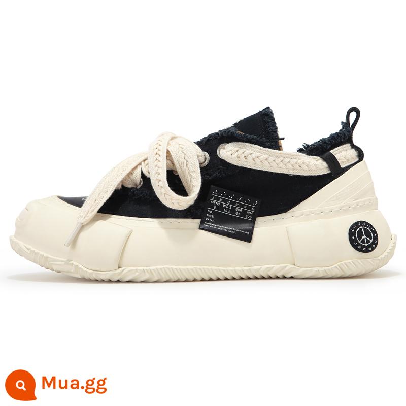 Chính hãng xvessel hidden style low-top open smile giày vải đế dày Wu Jianhao giày marshmallow đôi cùng phong cách - Bộ màu đen [tặng 6 đôi dây giày hoa điều] kèm vé số đô la Mỹ