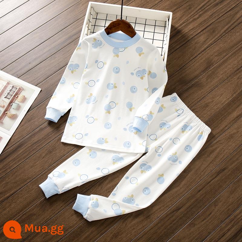 Bộ đồ lót trẻ em Little Qinglong cotton nguyên chất quần áo mùa thu quần vệ sinh bé trai và bé gái cotton vừa và lớn áo len cotton ấm áp cho trẻ em - quả việt quất