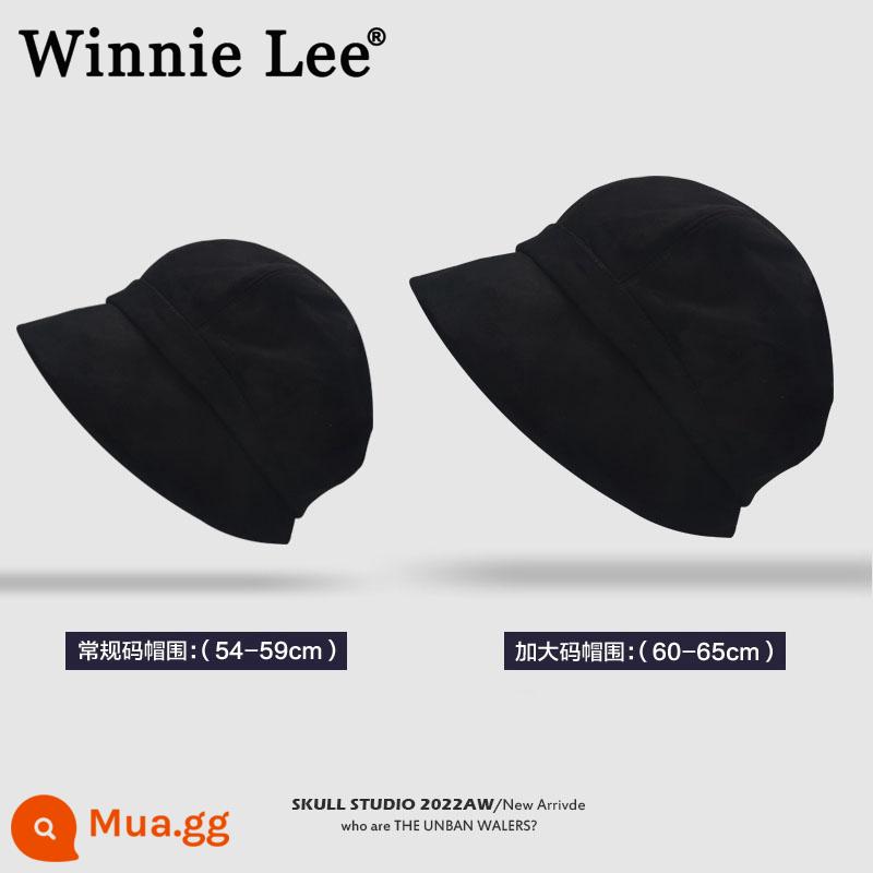 Winnie Lee Mũ Đầu Lớn Nữ Mùa Thu Đông Mũ Người Cá Mũ Beret Mũ Bát Giác Ba Trong Một Mặt Lớn - đen