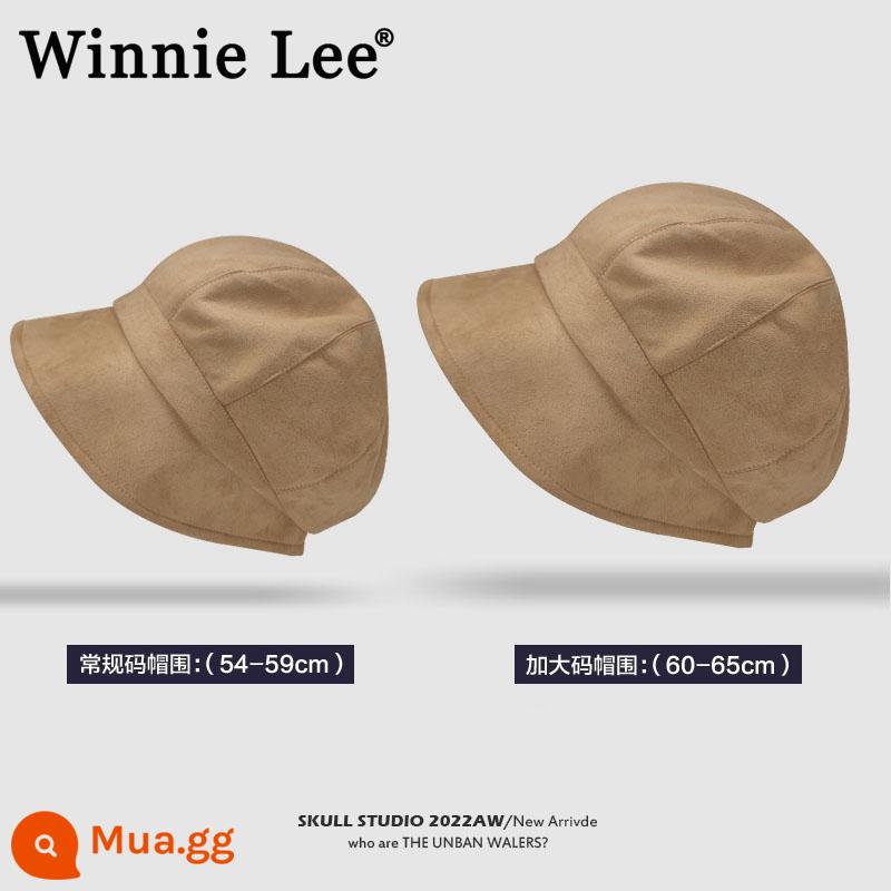 Winnie Lee Mũ Đầu Lớn Nữ Mùa Thu Đông Mũ Người Cá Mũ Beret Mũ Bát Giác Ba Trong Một Mặt Lớn - Khaki