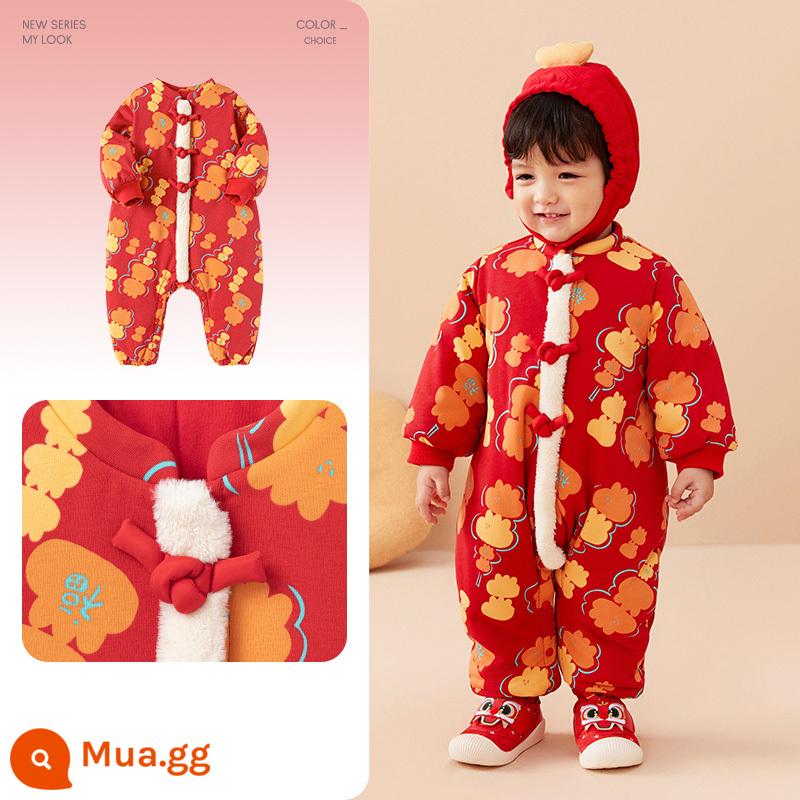 Balabala bé trang jumpsuit bé bông romper shop trẻ em áo khoác bông mùa đông 2022 mới quần áo trẻ em dày dặn - Zhu Yinghong [Xu hướng quốc gia mới-Tangfululu] 208124120202