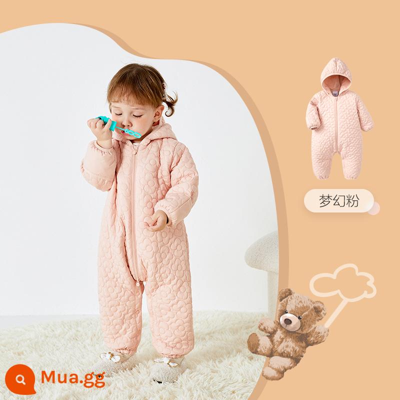 Balabala bé trang jumpsuit bé bông romper shop trẻ em áo khoác bông mùa đông 2022 mới quần áo trẻ em dày dặn - Hồng 60079-208422120208