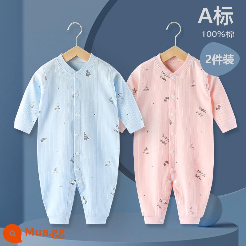 Áo Liền Quần Cho Bé Quần Áo Sơ Sinh Bộ Đồ Ngủ Cotton Thu Xuân Phù Hợp Với Nam Nữ Cho Bé Quần Áo Mùa Thu Quần Áo Liền Quần Liền Quần - Xanh + Hồng (Xuân Thu)