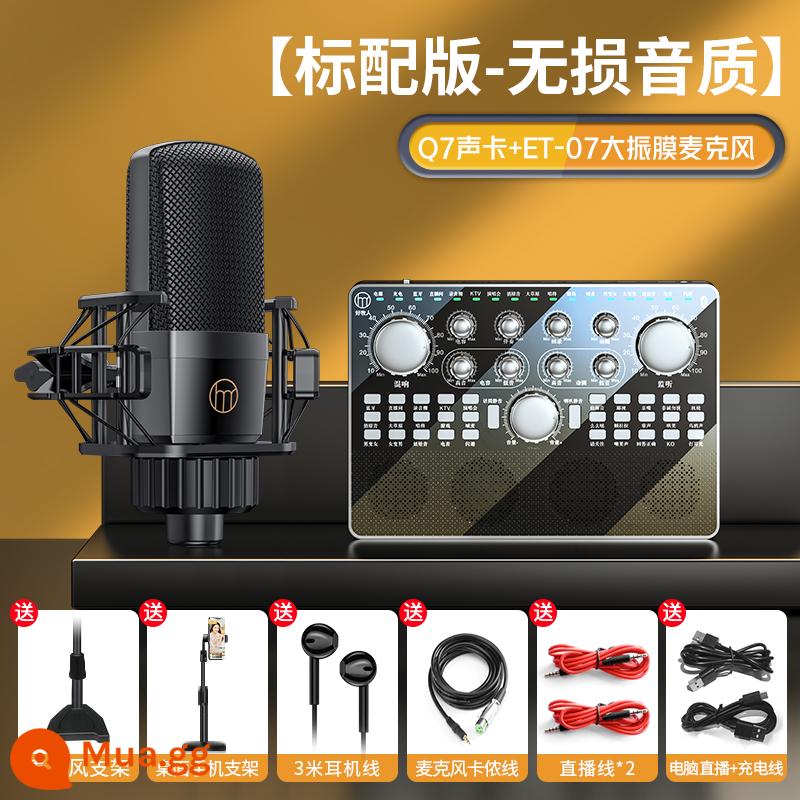 Sound card chăn cừu tốt live chuyên thiết bị full bộ máy tính bàn hát K mic micro audio Tất cả - Card âm thanh Q7 + micro màng lớn [trọn bộ]