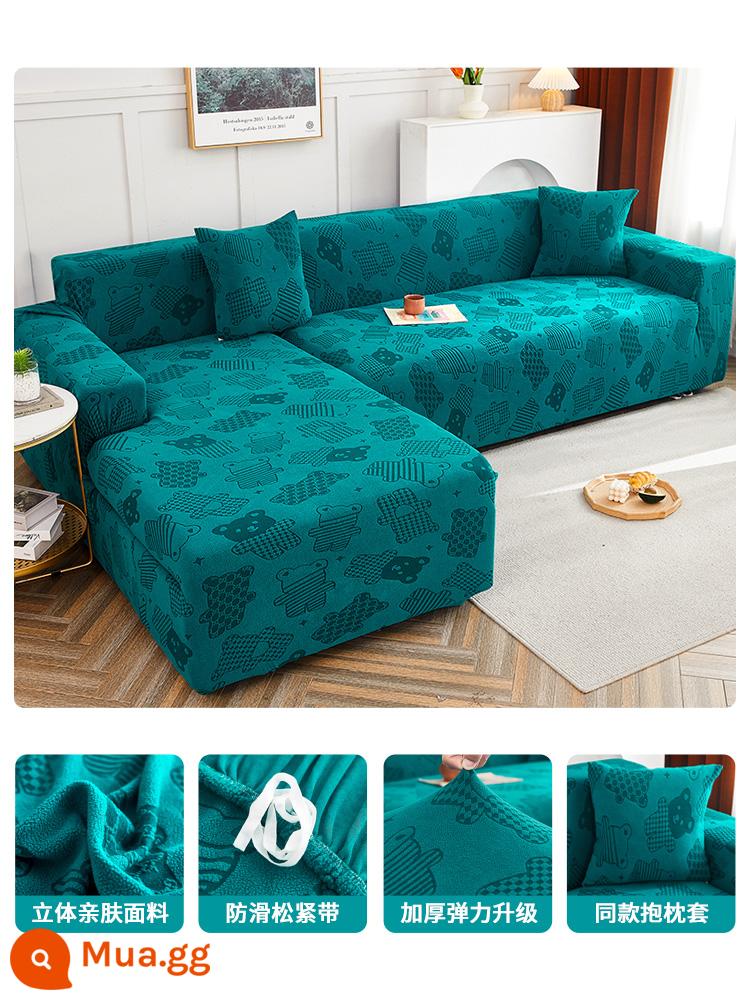 2022 Bộ sofa mới Bộ tất cả -Bộ quần áo phổ quát bao gồm một bộ khăn vải dày phổ biến - Cookie Bear-Xanh đậm