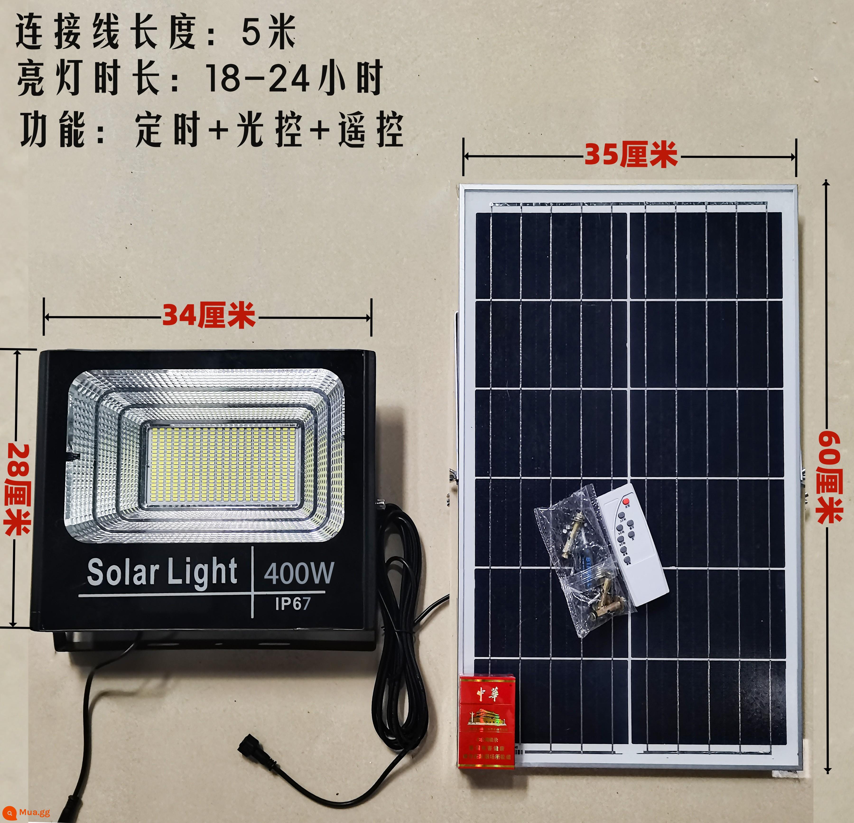 Năng Lượng Mặt Trời Mới Đèn Ngoài Trời Sân Vườn Nhà Chiếu Sáng Trong Nhà Công Suất Cao Mới Chống Nước Siêu Sáng Hai Mảnh Đèn Đường - Model nhôm 400W (tiêu chuẩn ngang hàng 2500W)