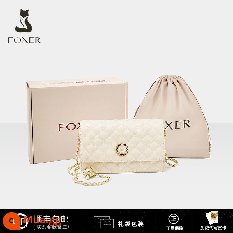 FOXER gió nhỏ thơm nhỏ quả bóng vàng túi chuỗi hình thoi 2023 túi Messenger một vai cao cấp thời trang nữ mới - Trắng