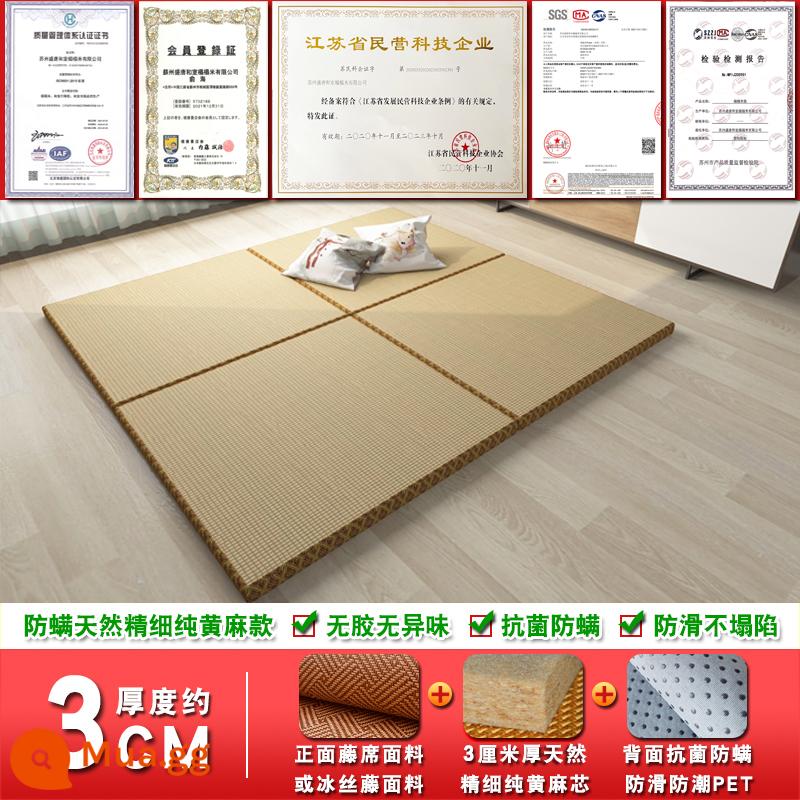 Chiếu tatami phong cách Nhật Bản, chiếu tatami tùy chỉnh, thảm cọ dừa, nệm trải sàn, chiếu tatami nhà, chiếu tatami, chiếu tùy chỉnh - Đay nguyên chất chống mạt dày 3,0 cm/mét vuông