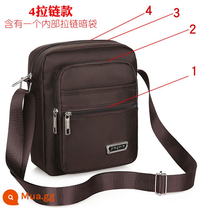 Túi nam bình thường là túi đeo vai bình thường Oxford Vải nhỏ Backpack Túi nam Túi Bag Tay Tay -Lifting Business Wave - [Mẫu cơ bản bốn kéo]+[YZ3519 nâu sẫm]