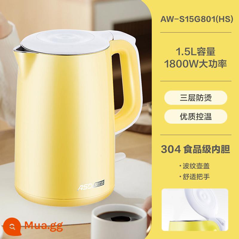 Aishida đun sôi ấm đun nước điện sưởi ấm tự động 304 Lớp thực phẩm - Xoài màu vàng