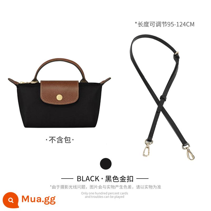 Xưởng thủ công LONGCHAMP chuyển đổi túi mini không cần đục lỗ túi bánh bao nhỏ có dây đeo vai Túi Messenger với phụ kiện mua một lần - Màu đen (lớp da bò đầu tiên) Dây đeo vai 95-124cm được bán riêng