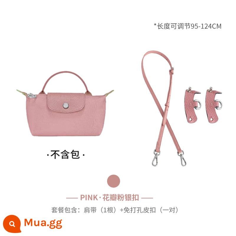 Xưởng thủ công LONGCHAMP chuyển đổi túi mini không cần đục lỗ túi bánh bao nhỏ có dây đeo vai Túi Messenger với phụ kiện mua một lần - (Hồng cánh hoa) Dây đeo vai + Gói [Không đục lỗ] [Phương pháp mang theo đường chéo]