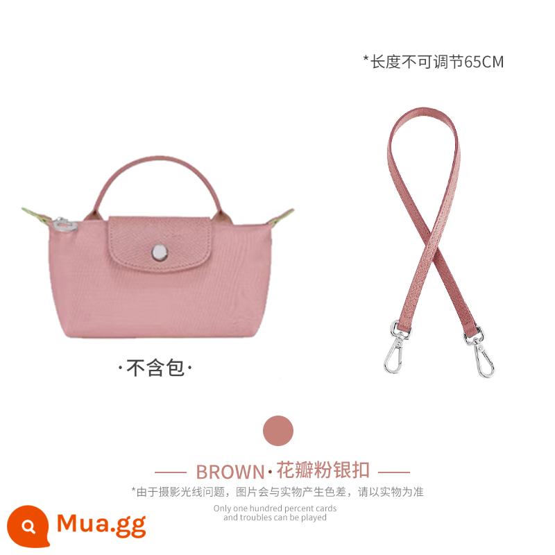 Xưởng thủ công LONGCHAMP chuyển đổi túi mini không cần đục lỗ túi bánh bao nhỏ có dây đeo vai Túi Messenger với phụ kiện mua một lần - Cánh hoa màu hồng (lớp da bò đầu tiên) Dây đeo vai 65 cm được bán riêng