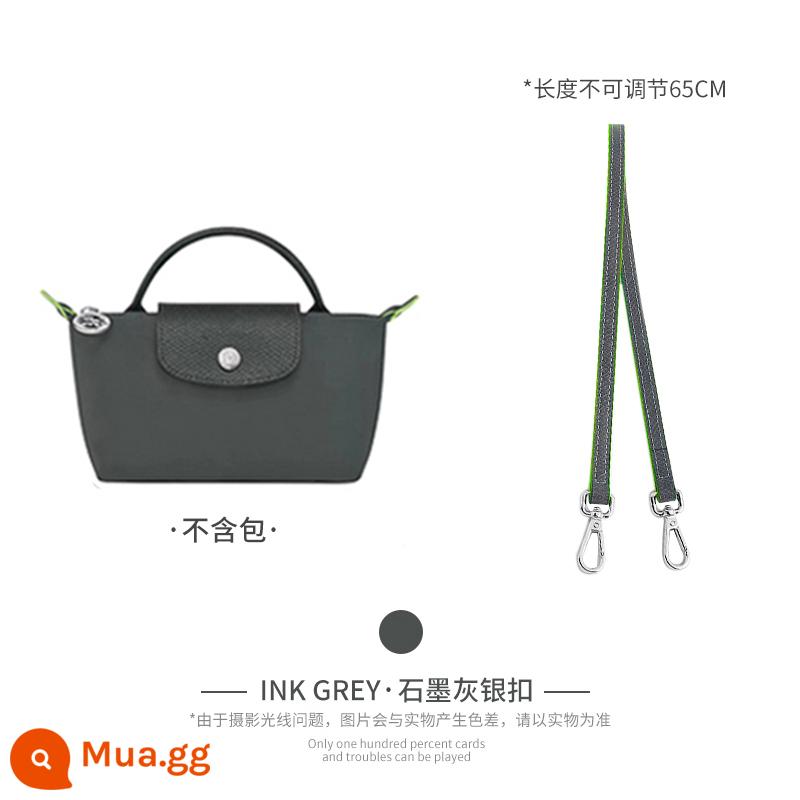 Xưởng thủ công LONGCHAMP chuyển đổi túi mini không cần đục lỗ túi bánh bao nhỏ có dây đeo vai Túi Messenger với phụ kiện mua một lần - Màu xám than chì (lớp da bò đầu tiên) Dây đeo vai 65 cm được bán riêng