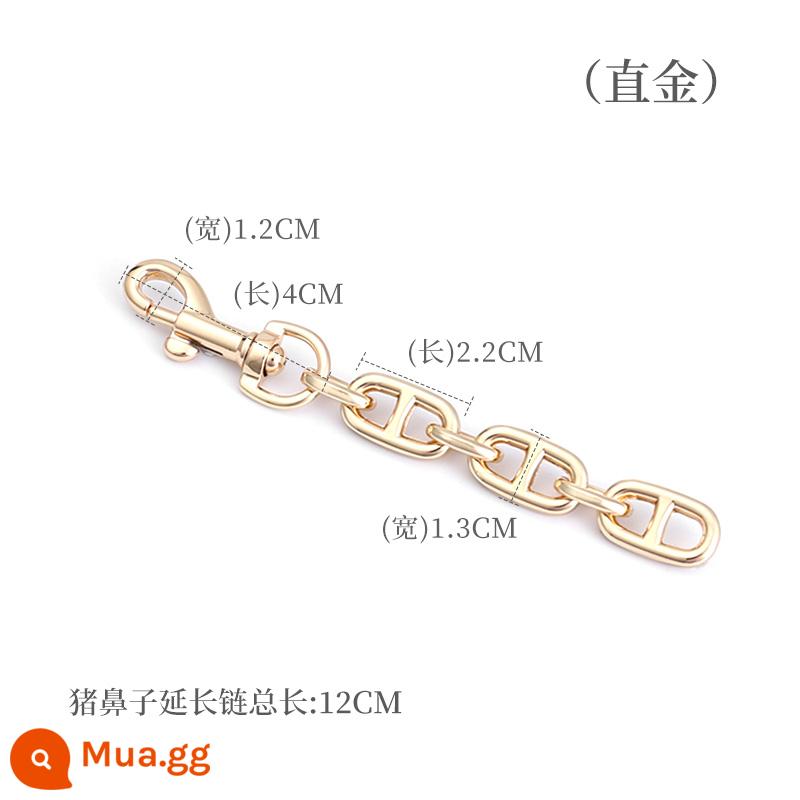 Khéo léo handmade hội thảo chuỗi chuyển đổi chuỗi đơn mua kim loại mở rộng chuỗi nách Messenger dây đeo vai phụ kiện túi thay thế - Vàng thẳng 12cm (3 đoạn) Vàng thẳng