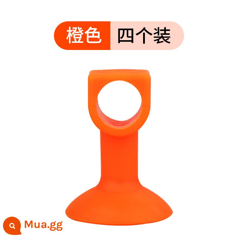 Cửa hút silicone miễn phí đấm cửa phòng trang điểm mới tay cầm phía sau miếng đệm chống va chạm cao su nhựa cửa nhà vệ sinh cảm ứng cửa hút - Cam (gói 4 cái)