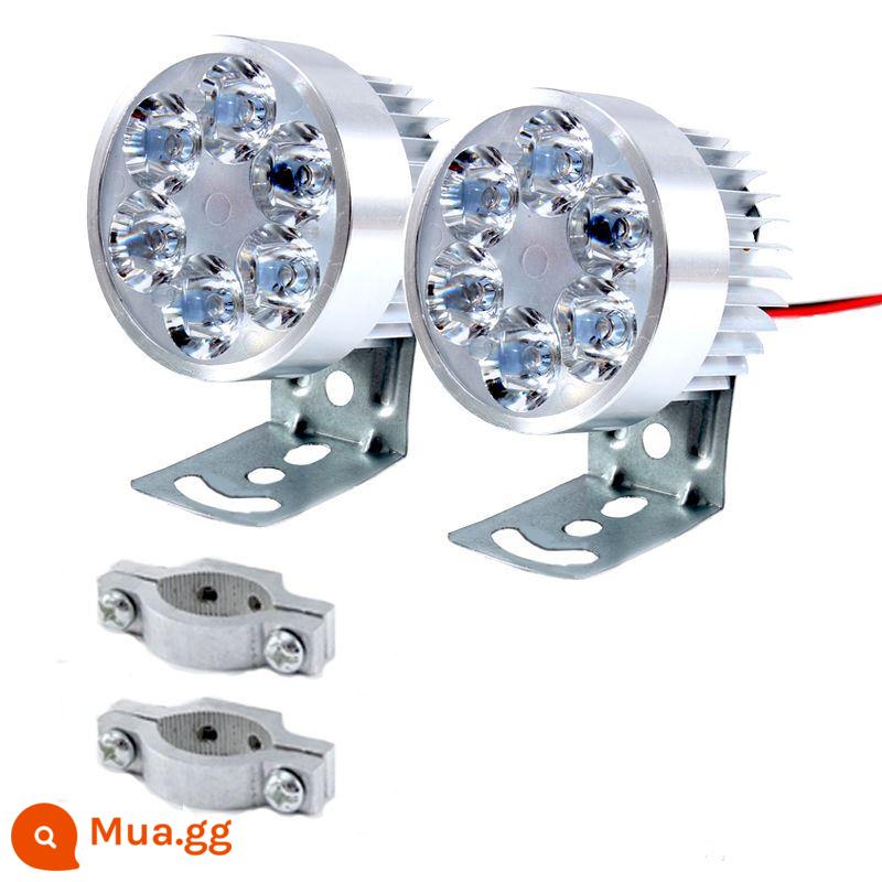 Xe máy 12V 4 bánh xe điện 60 đèn phòng khách siêu sáng 96V sửa đổi đèn pha đa năng ánh sáng mạnh chống thấm nước 48LED đèn - 6 hạt (đánh dấu) 2 miếng + 2 kẹp ống