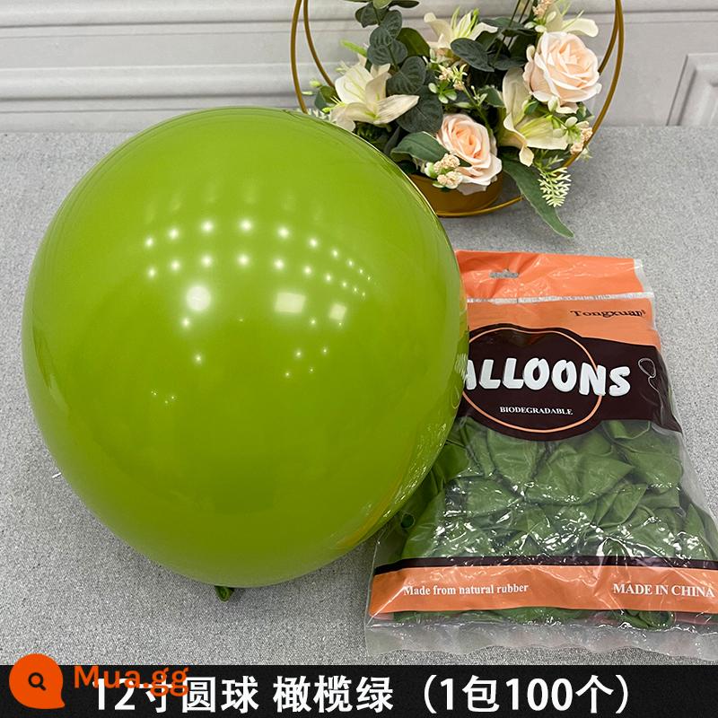 5/10/12/18 Inch Bóng Xanh Sở Rừng Xanh Đậm Ánh Sáng Trái Cây Xanh Macaron Xanh Mẫu Giáo Tốt Nghiệp Ảnh Trang Trí - Bóng tròn 12 inch: xanh ô liu 100 viên