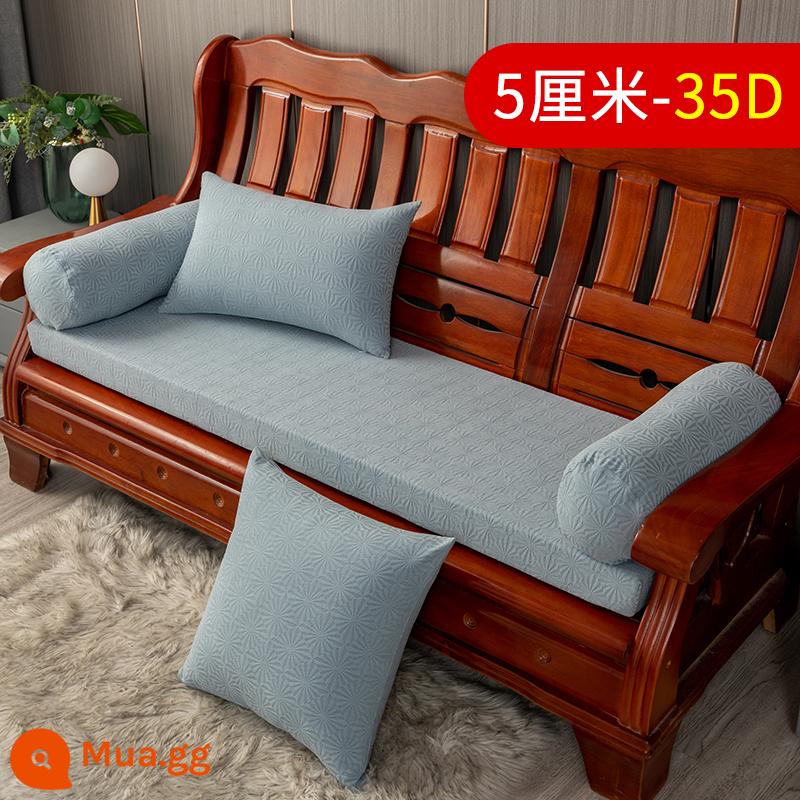 Vải lanh màu tinh khiết đệm sofa gỗ chắc chắn đơn giản hiện đại ghế gỗ gụ mật độ cao đệm xốp cứng chống trượt có thể tháo rời có thể giặt được - Lưới hình hạt gạo màu xám (dày 5cm-xốp 35D)