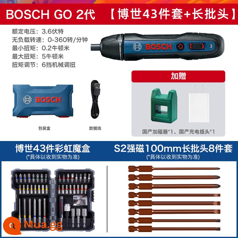 Máy Vặn Vít Điện Bosch Mini Sạc Máy Vặn Vít Bosch GO 2 Dụng Cụ Điện 3.6V - Thế hệ 2 [Hộp ma thuật cầu vồng + Lô dài]